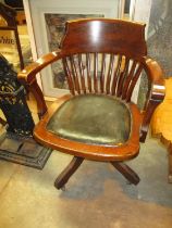 Late Victorian Oak Desk Arm Chair