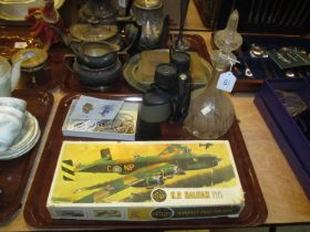 Airfix HP Halifax, Binoculars, Decanter and Costume Jewellery