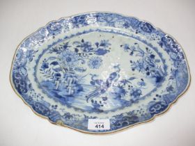 Late 18th/Early 19th Century Chinese Export Porcelain Shaped Oval Platter, 36x27cm, chip to rim