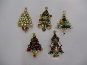 Five Christmas Tree Brooches