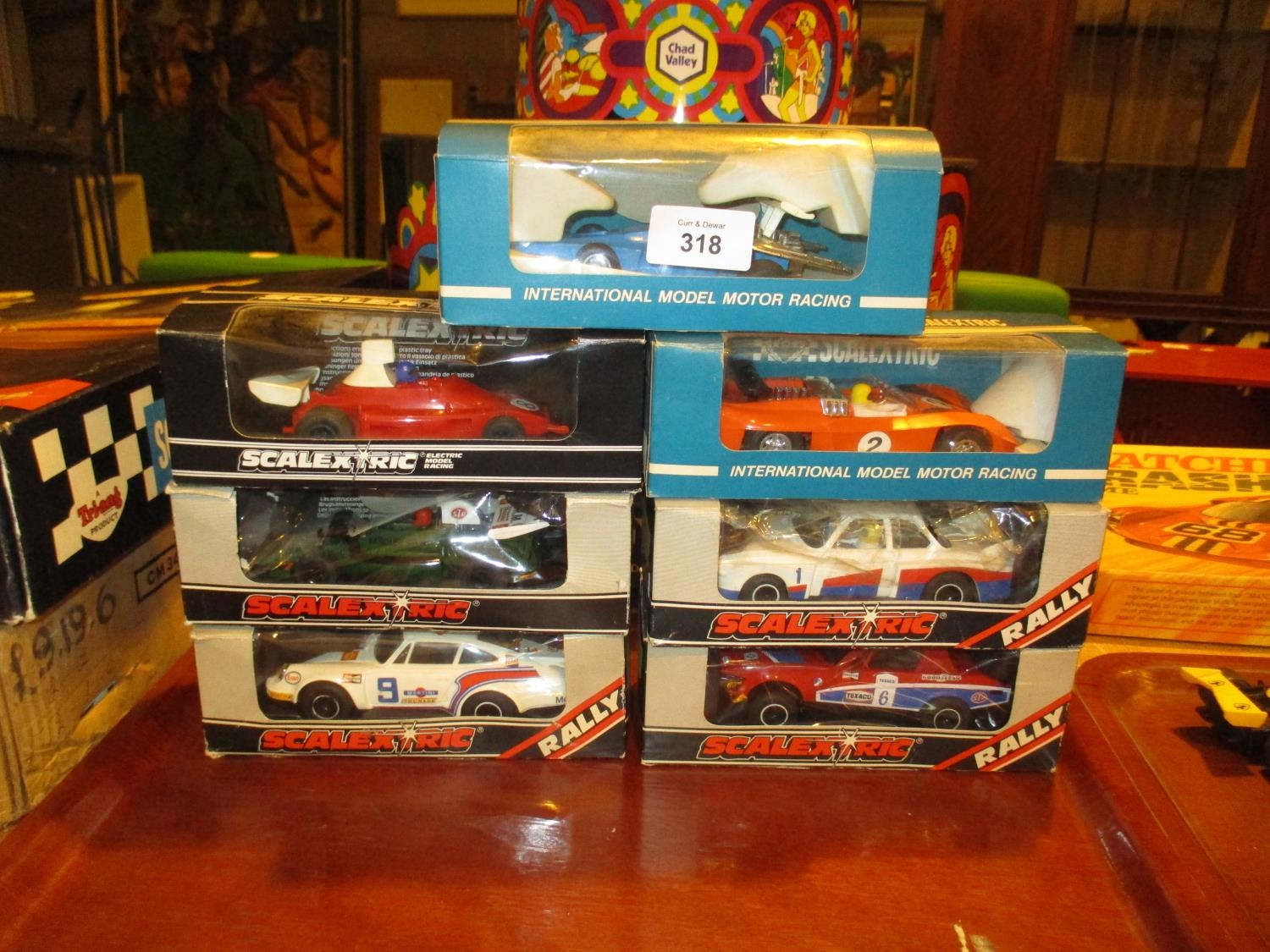 Seven Scalextric Racing Cars