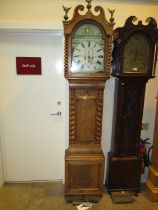 George Lumsden Pittenweem 8 Day Mahogany Longcase Clock having a Painted Arch Top Dial