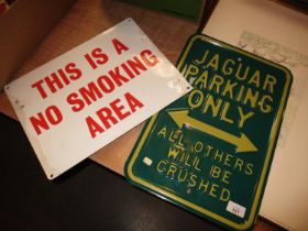 Jaguar Parking and No Smoking Metal Signs