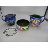 Mary Ramsay Strathyre Pottery Jug, Bowl and Plate and Another Jug