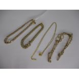 Two 9ct Gold Necklaces and 2 9ct Gold Bracelets, 16.64g total