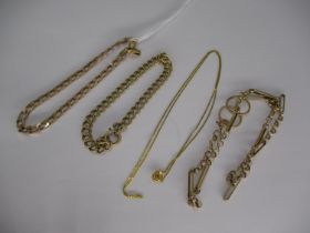 Two 9ct Gold Necklaces and 2 9ct Gold Bracelets, 16.64g total