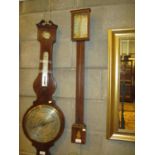 Inlaid Mahogany Stick Barometer by R. Collins