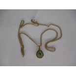 9ct Gold Emerald and Diamond Pendant with 9ct Gold Chain, 3g total