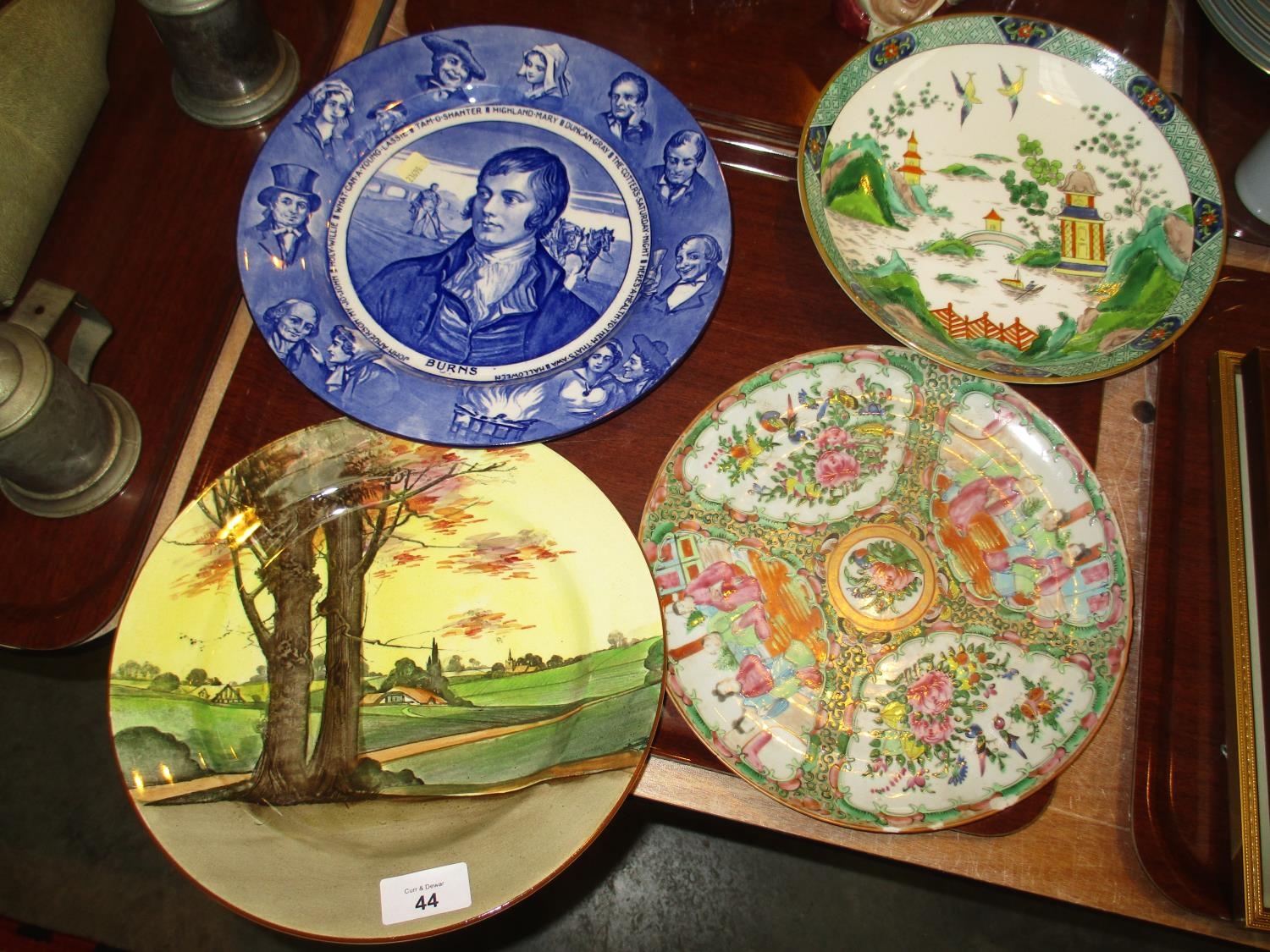 Royal Doulton Rabbie Burns and Country Scene Plates, Canton Plate and Another