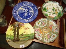 Royal Doulton Rabbie Burns and Country Scene Plates, Canton Plate and Another