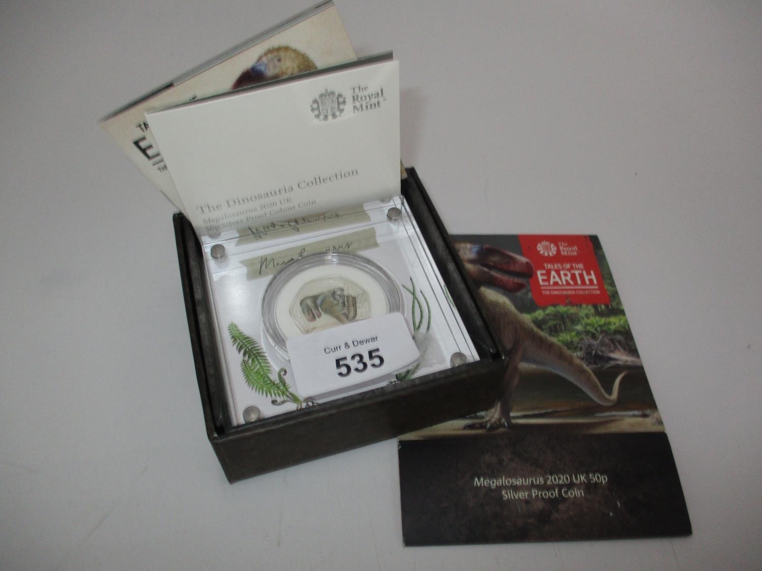 Royal Mint The Dinosauria Collection Megalosaurus 2020 UK 50p Silver Proof Coin No. 2322