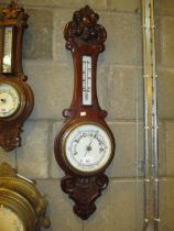Carved Mahogany Barometer