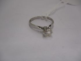 Diamond Solitaire Ring Set in White Metal, diamond approx 0.6ct
