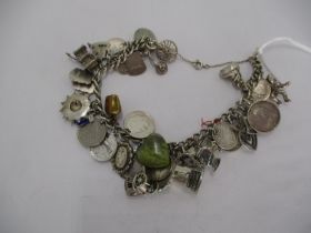 Silver Charm Bracelet with Numerous Charms