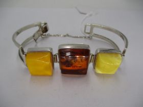 Silver and Amber Bangle