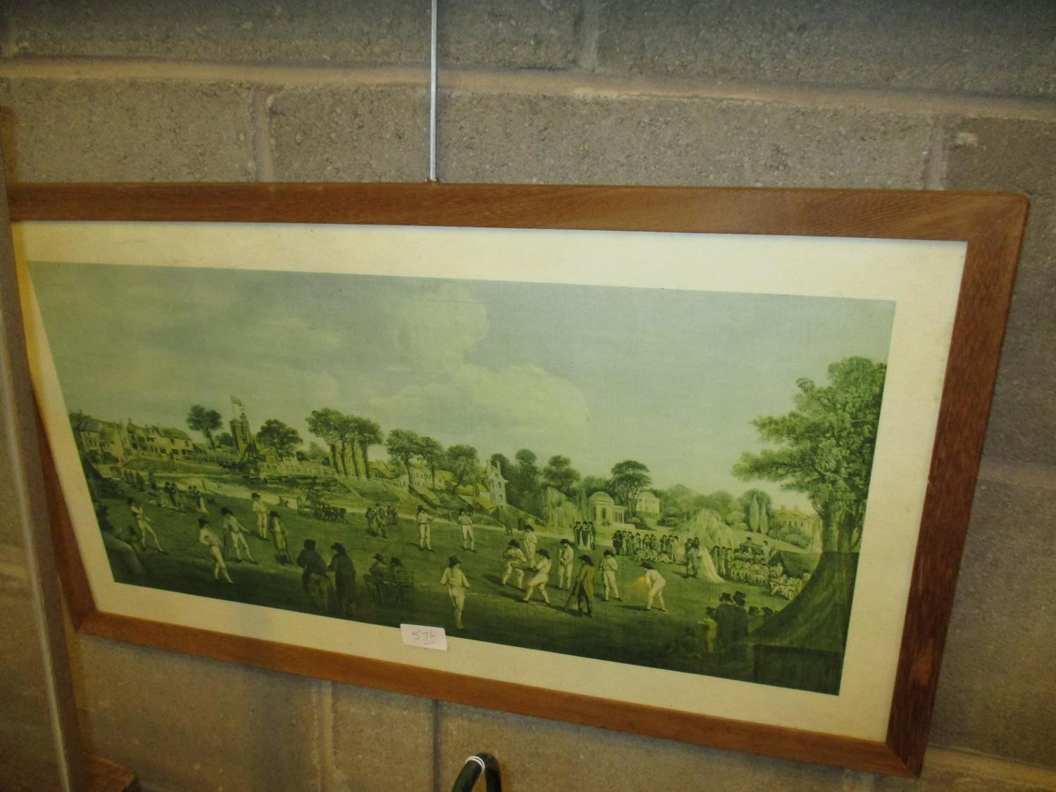 Waldock 1956 Landscape Watercolour, along with a Cricket Print - Image 2 of 2