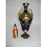 Vienna Porcelain Gilt Decorated 2 Handle Vase, 21cm, along with a Royal Worcester Candle Snuffer