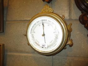 Gilt Cased Aneroid Barometer