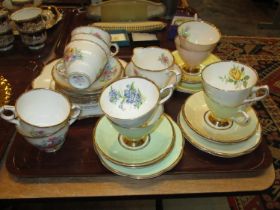 Clare Harlequin 18 Piece Tea Set and Royal Stafford Virginia Stock 16 Piece Tea Set