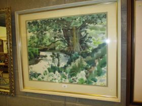 James Reville, Watercolour, Woodland River, 49x62cm