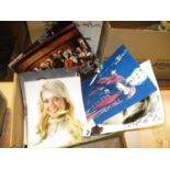 Box of Autographed Celebrity Photographs including Charlton Heston, Star Wars, Harry Potter etc