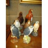 Six Beswick Beneagles Whisky Decanters and Beswick Famous Grouse Whisky Decanter, all full