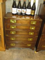 Campaign Style Chest of 5 Drawers, 61cm