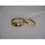 18ct Gold Wedding Ring, 1.2g, and a 9ct Gold Ring, 3.72g