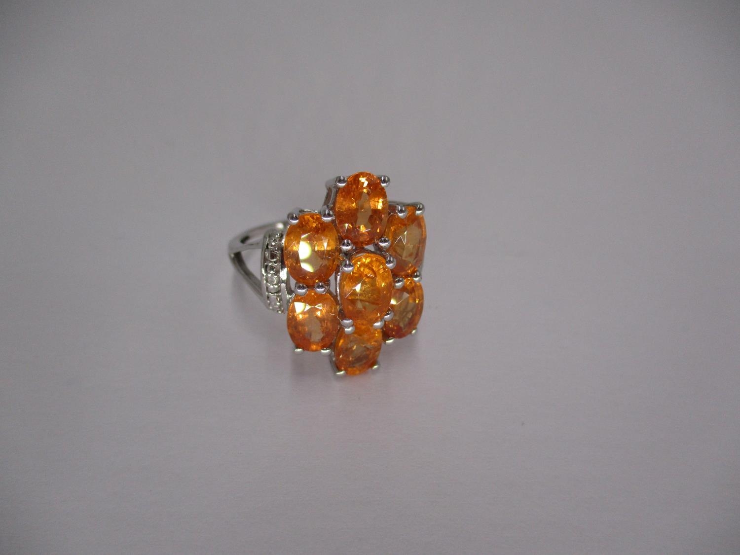 Orange Gemstone and Diamond Ring