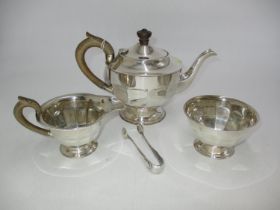 Silver 3 Piece Tea Service, Sheffield 1935, Maker EV, 690g total