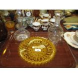 Pair of Victorian Pressed Glass Bread Plates and 2 Decanters