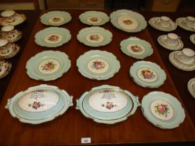 Royal Crown Derby Floral Painted 14 Piece Dinner Service