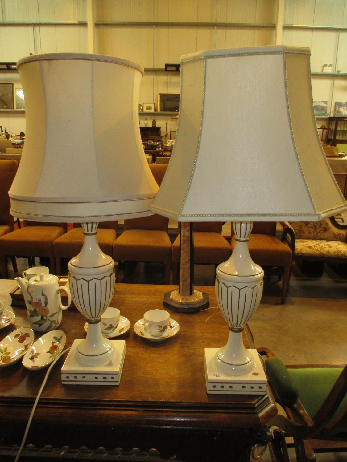 Pair of Urn Shape Table Lamps with Shade