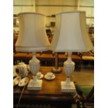 Pair of Urn Shape Table Lamps with Shade