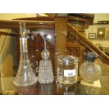 Silver Mounted Glass Items - Tall Tapering Scent Bottle, Globular Scent Bottle, Perfume Atomiser and