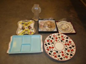 Art Deco Burleighware Vase, Victorian Trinket Tray, Tube Lined Plate and Others