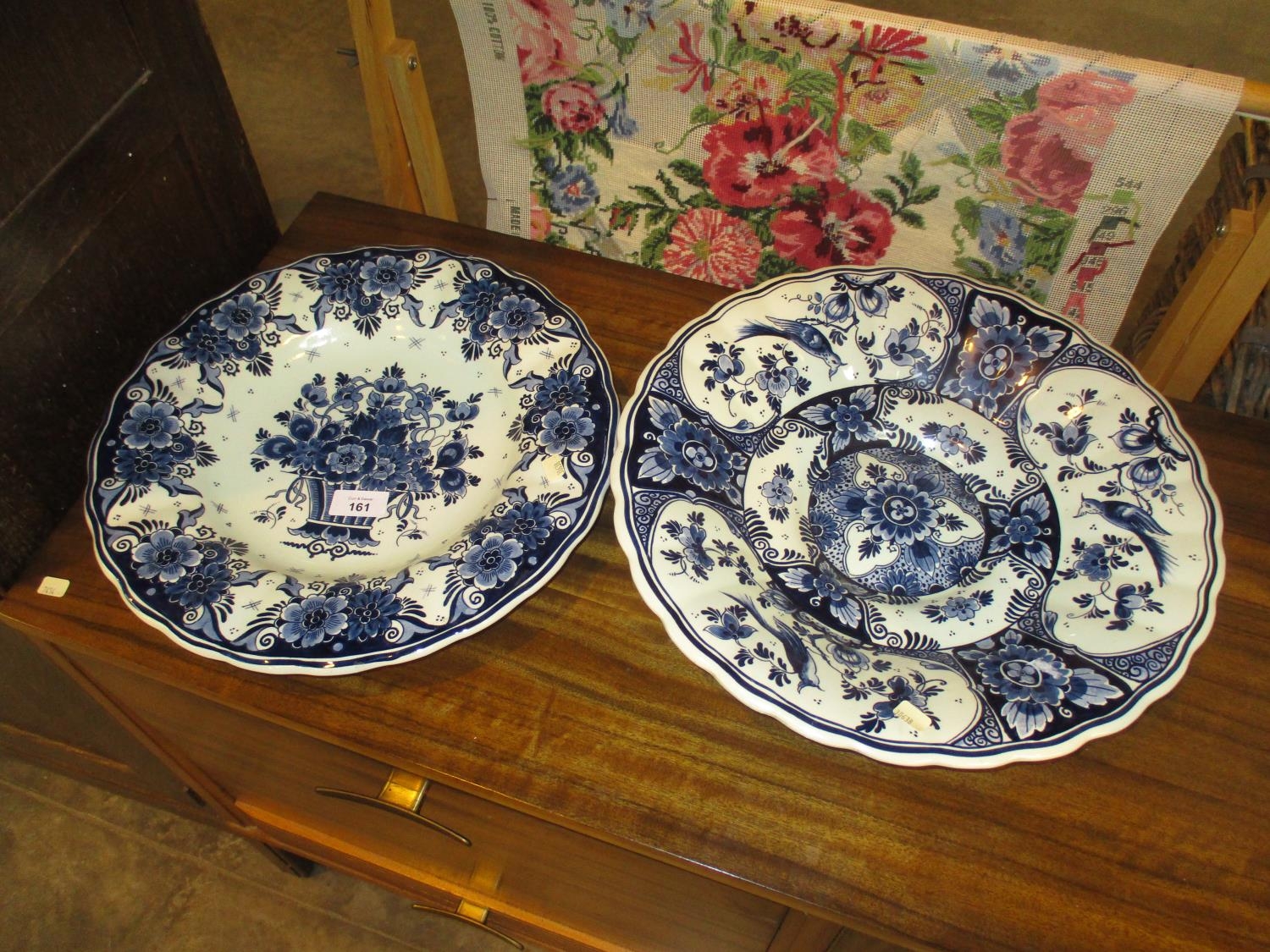 Two Royal Goedewaagen Blue Delft Plaques, 36 and 38cm