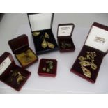 Pair of 9ct Gold and Garnet Set Ear Drops, Various Other Earrings and Part Pendant