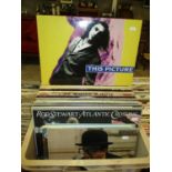 Box of LPs including Rod Stewart, The Shadows