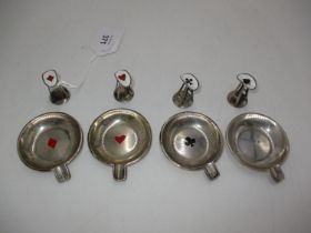 Set of 4 830 Silver and Enamel Trumps Ash Dishes and Cigarette Stands