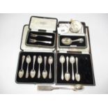 Silver Items to include Sugar Tongs, Napkin Ring, Baby Spoon, Pair of Butter Forks, 6 Coffee Spoons,