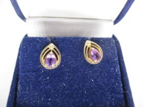 Pair of 9ct Gold and Amethyst Stud Earrings