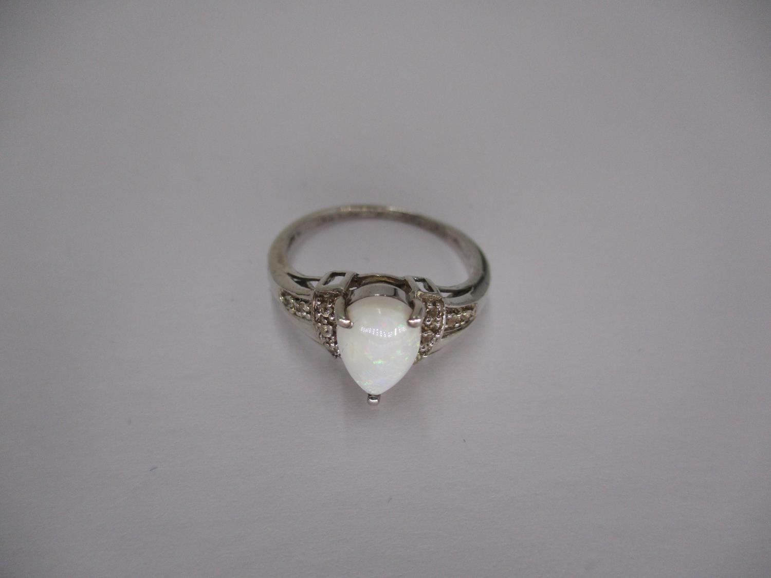 Opal and White Topaz Ring