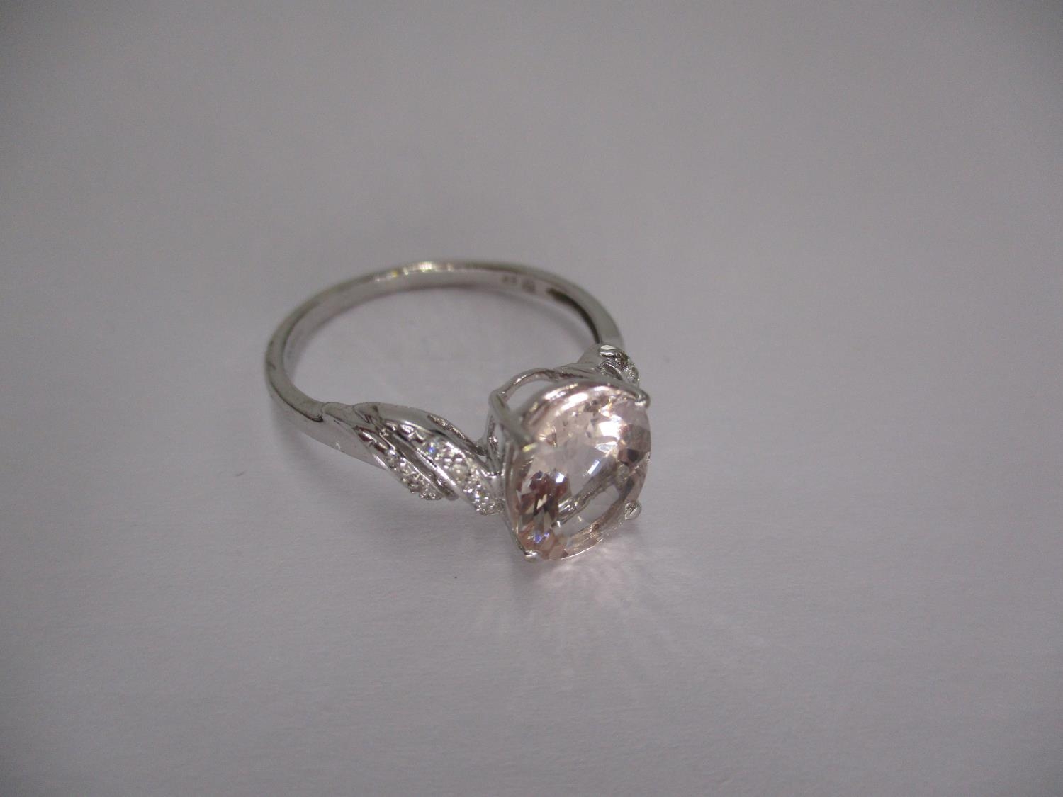9ct White Gold Morganite and Diamond Ring