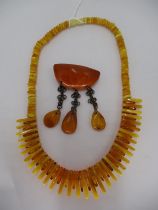 Amber Necklace and Brooch