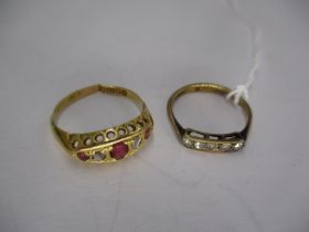 18ct Gold Ruby and Diamond Ring (cut), 2.29g and an 18ct and Platinum 4 Stone Diamond Ring, 2g