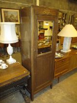 1920's Oak and Mirror Panel Hall Wardrobe, 61cm