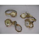 Four Ladies 9ct Gold Watches