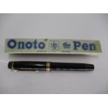 A De La Rue Onoto Fountain Pen with 14K Gold Nib, in original card box