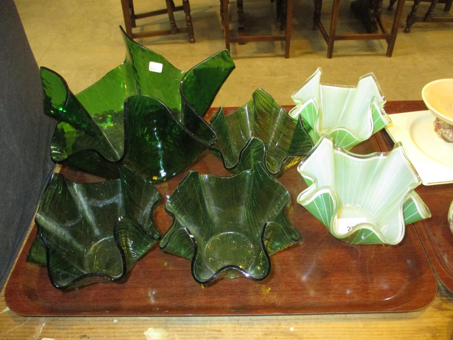 Six Handkerchief Glass Dishes